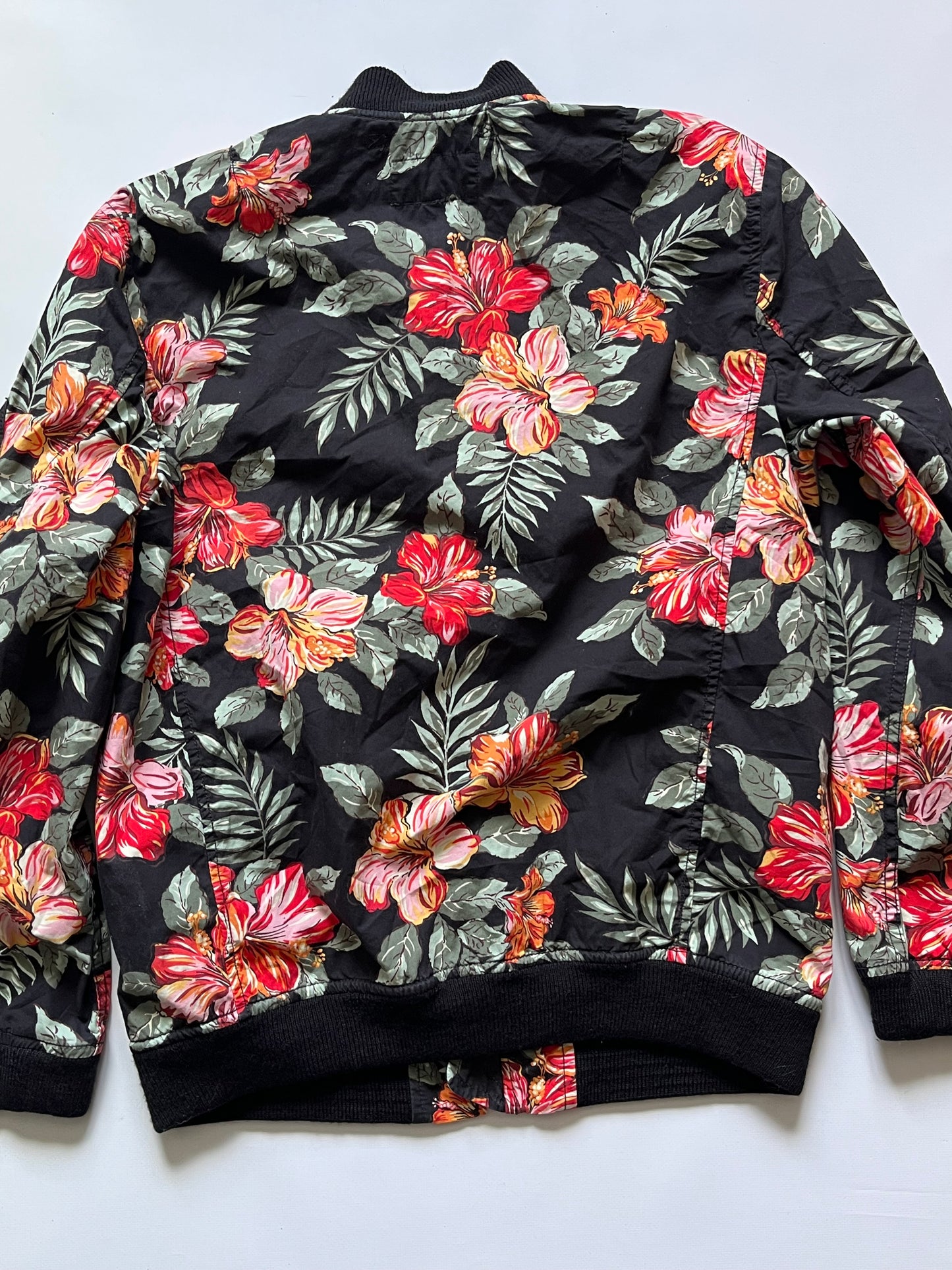 Vintage Denim and Supply Ralph Lauren black tropical floral bomber jacket