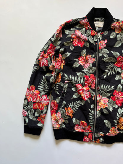 Vintage Denim and Supply Ralph Lauren black tropical floral bomber jacket