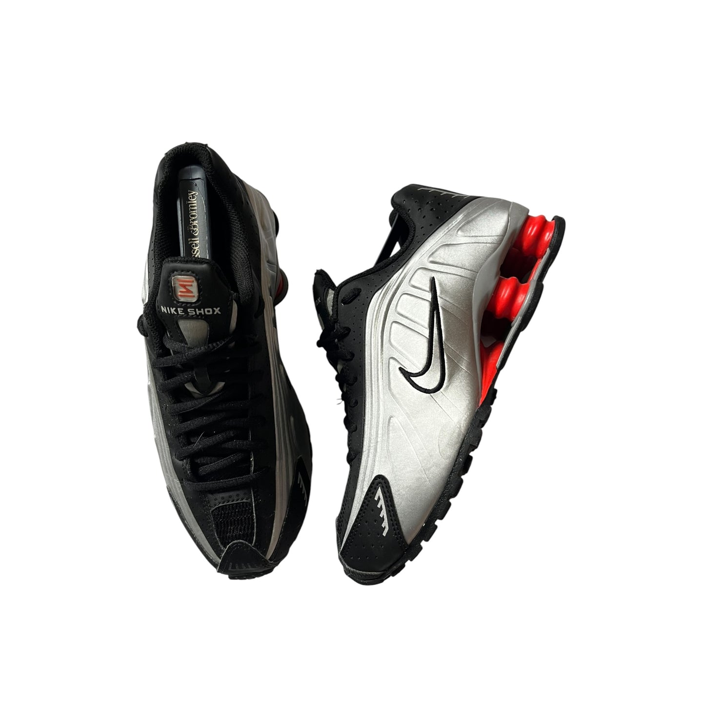 Nike Shox R4 Retro OG Black Metallic Silver Red Sneakers Shoes