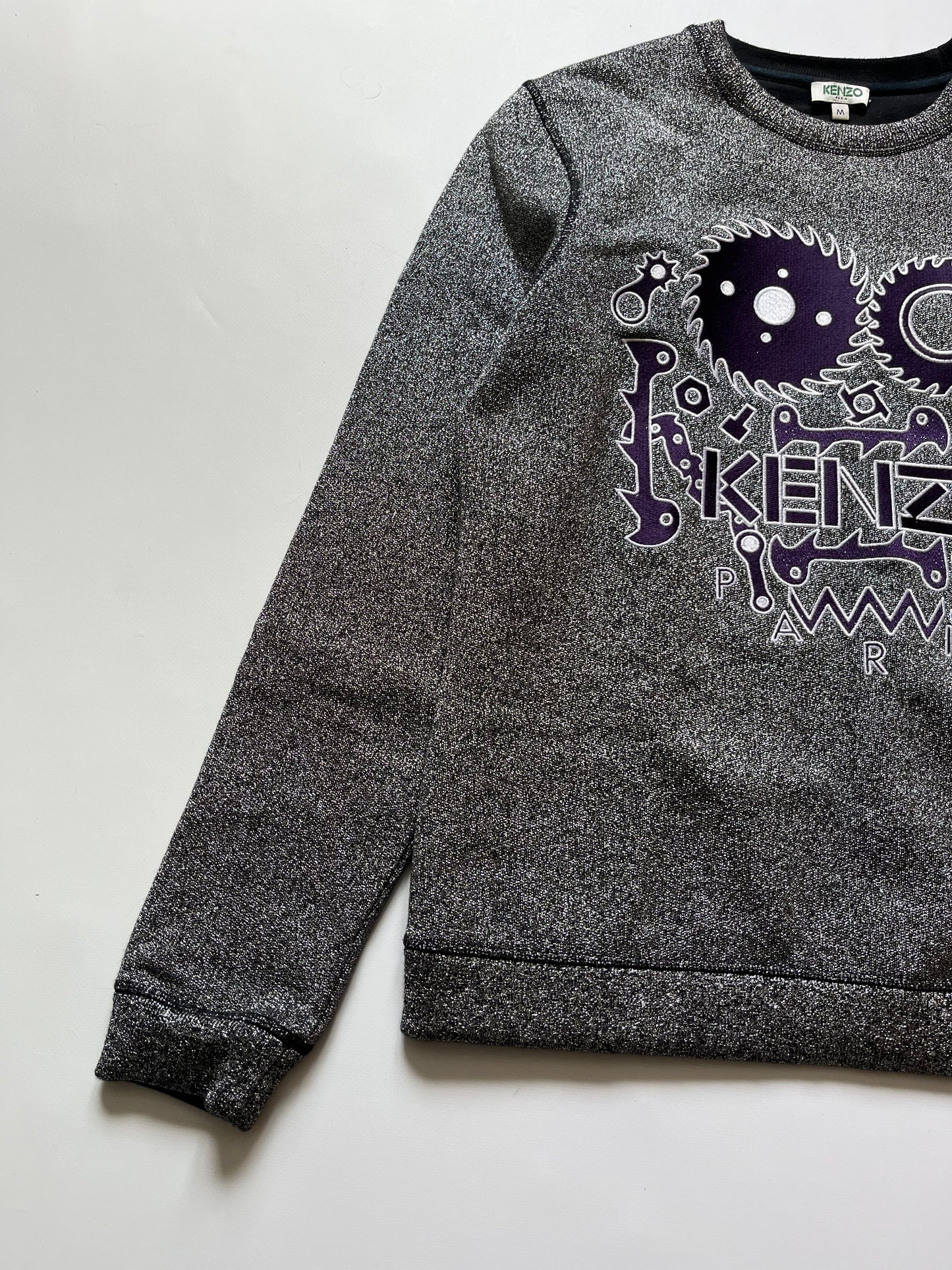 Kenzo Paris Glitter Metal Silver Purple Sweatshirt