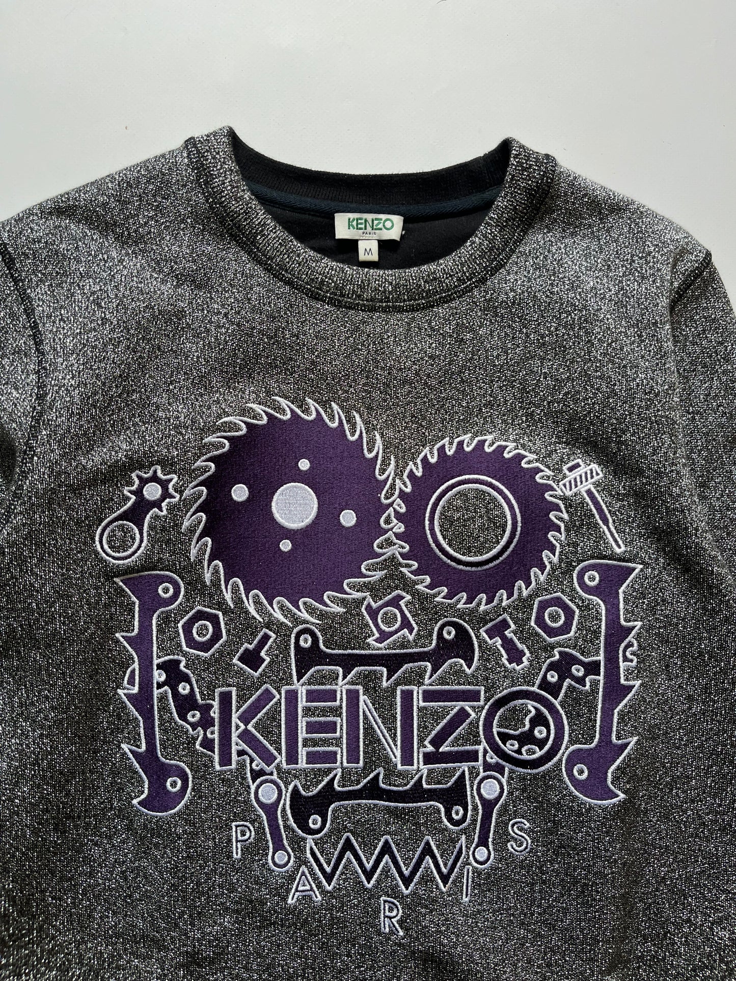 Kenzo Paris Glitter Metal Silver Purple Sweatshirt