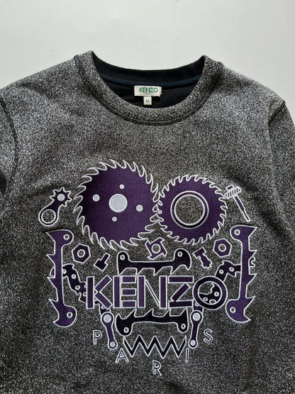 Kenzo Paris Glitter Metal Silver Purple Sweatshirt