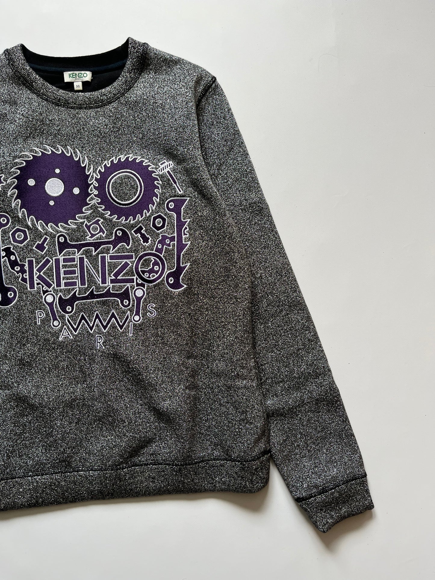Kenzo Paris Glitter Metal Silver Purple Sweatshirt