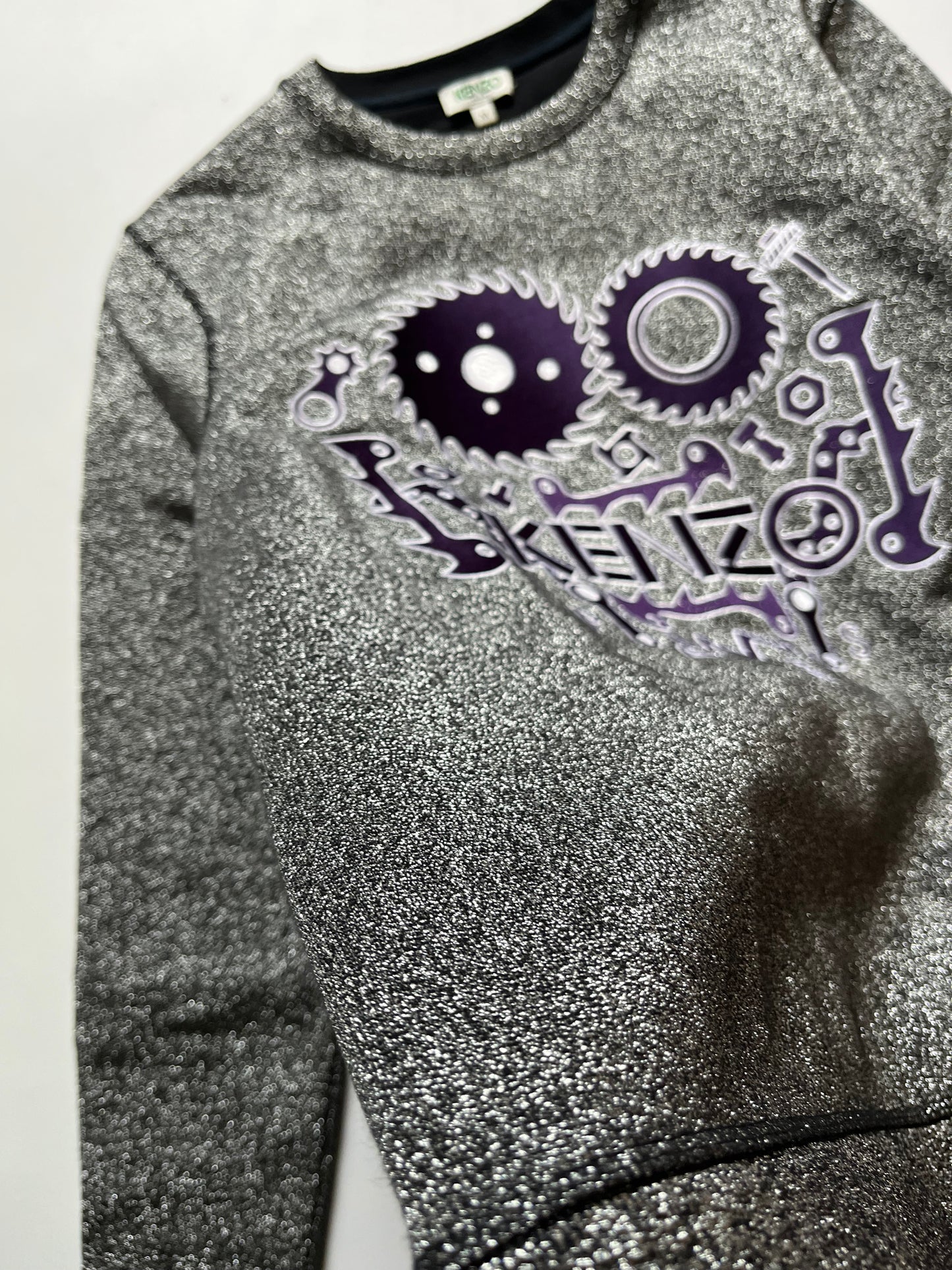 Kenzo Paris Glitter Metal Silver Purple Sweatshirt