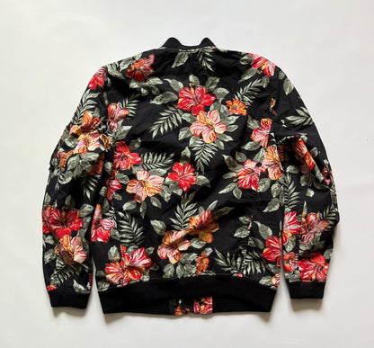 Vintage Denim and Supply Ralph Lauren black tropical floral bomber jacket