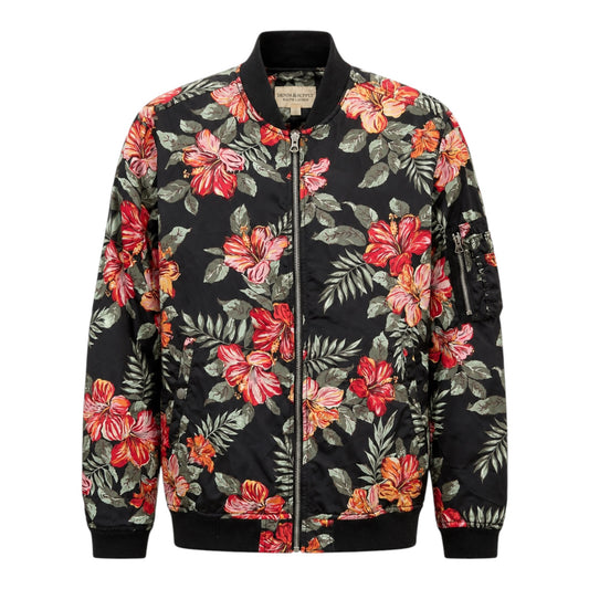 Vintage Denim and Supply Ralph Lauren black tropical floral bomber jacket