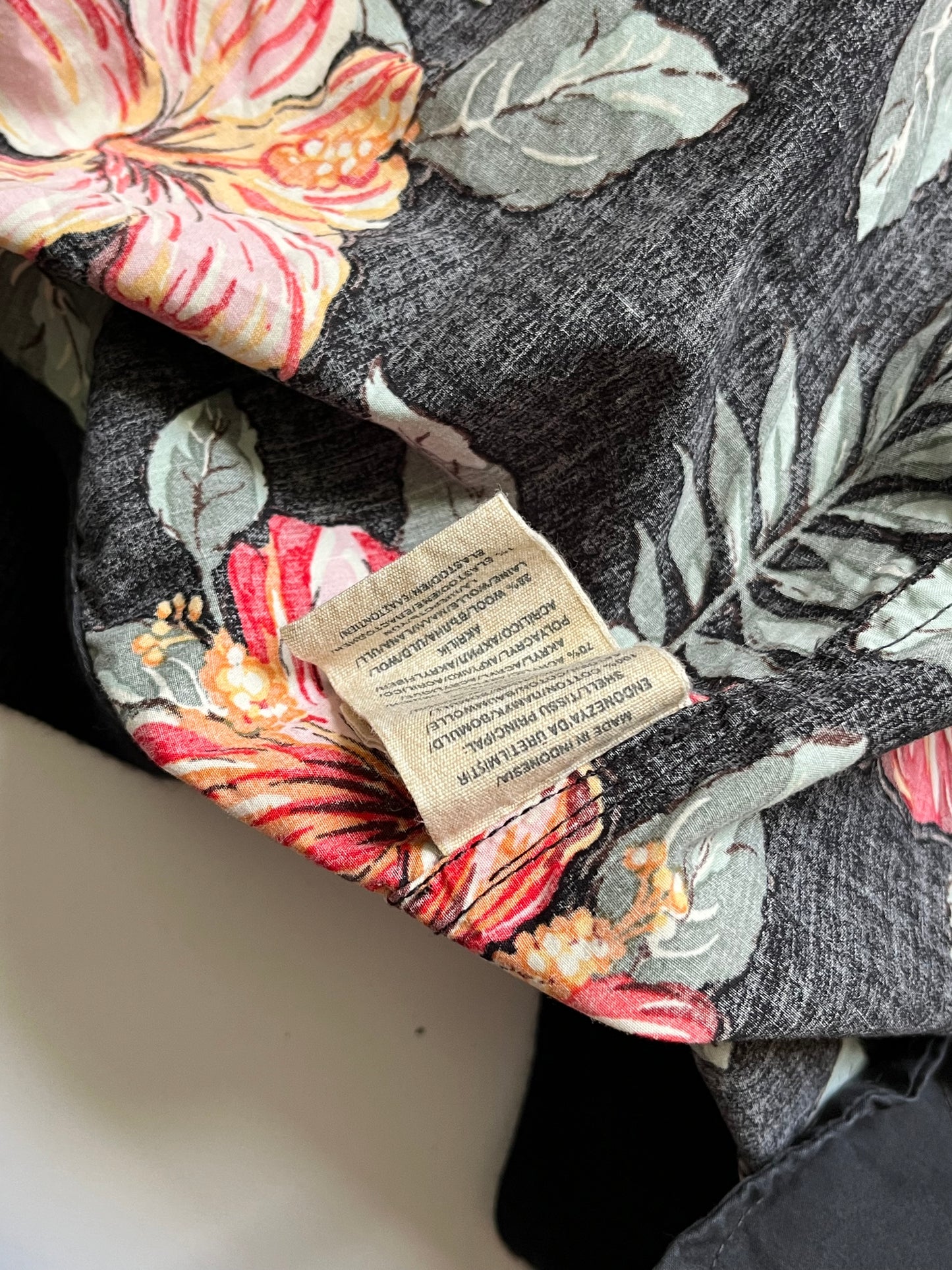 Vintage Denim and Supply Ralph Lauren black tropical floral bomber jacket