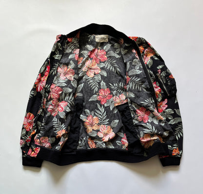 Vintage Denim and Supply Ralph Lauren black tropical floral bomber jacket