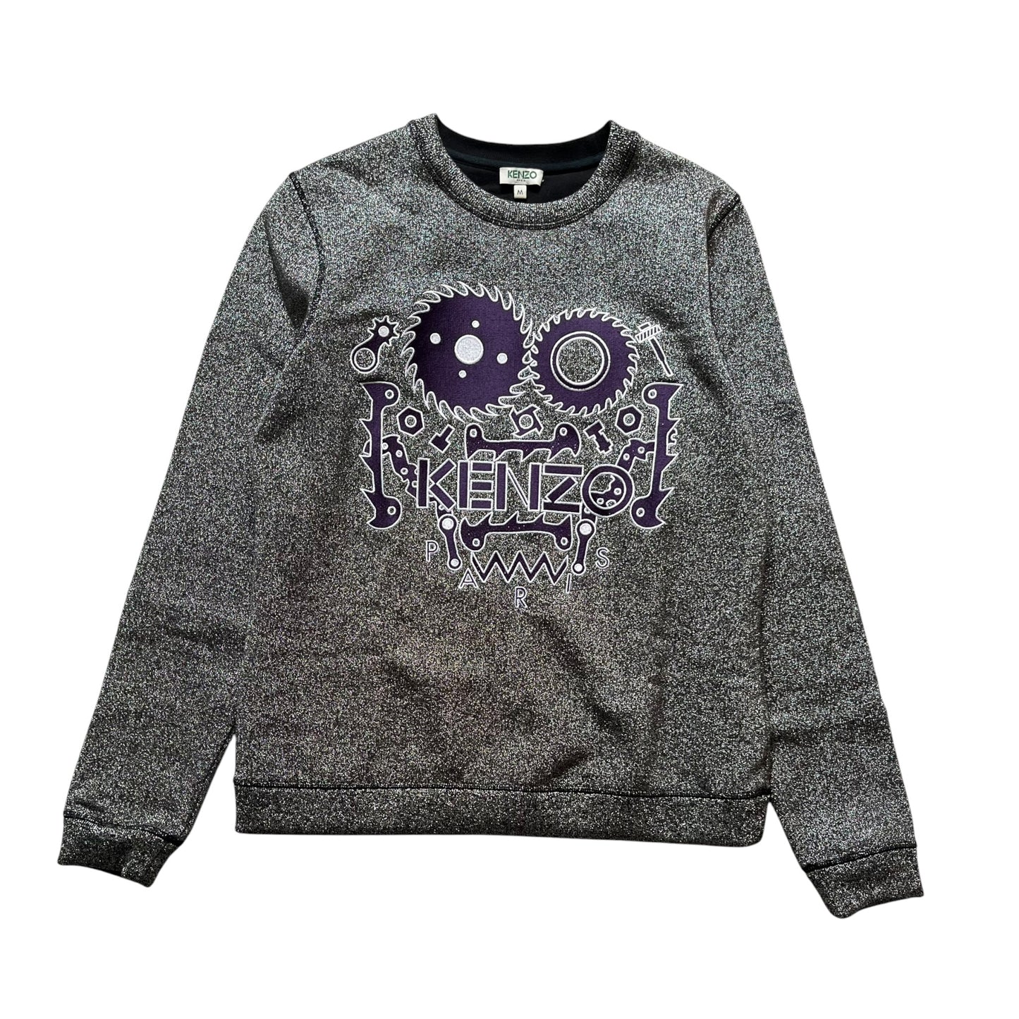 Kenzo Paris Glitter Metal Silver Purple Sweatshirt